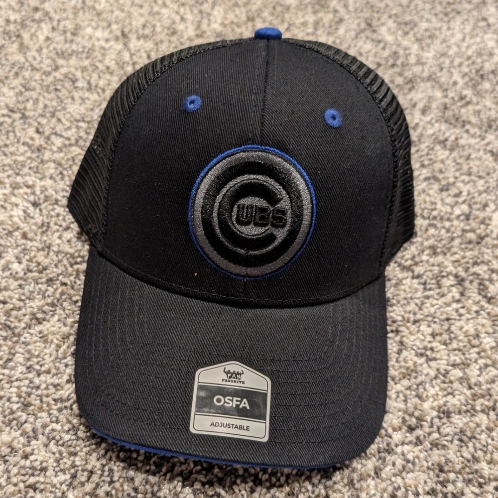 Fan Favorite Chicago Cubs Trucker Hat OSFA Black NWT MLB Snapback Mesh Cap